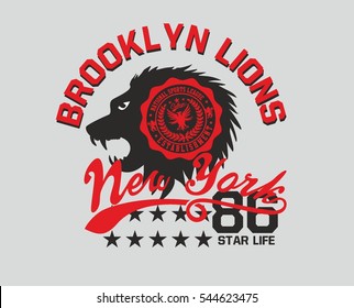brooklyn lions graphic design vector art