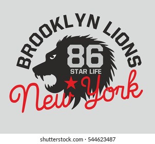 brooklyn lions graphic design vector art