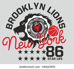 brooklyn lions graphic design vector art