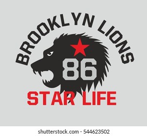 brooklyn lions graphic design vector art