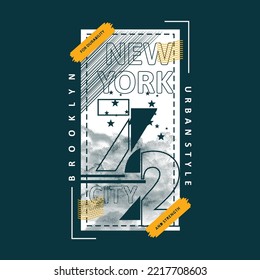 brooklyn manhattan new york city typography abstract graphic t-shirt design vector image