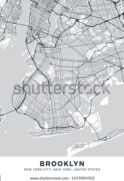 detailed map of brooklyn Brooklyn Map Light Poster Map Brooklyn Stock Vector Royalty Free detailed map of brooklyn