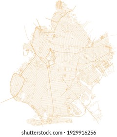 Brooklyn map, New York City, boroughs, governmental administration. Streets and district. City map. Usa