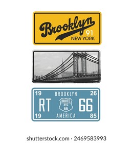 BROOKLYN - Modernes und stilvolles Typografie-Design, Vektorgrafik-Print-T-Shirt, Grafik-Vektorgrafik-Design, Urbaner Stil, Street Wear Mode-Illustration, 