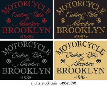 Brooklyn Motorcycle  vector print and varsity. For t-shirt or other uses in vector.