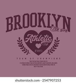 Brooklyn Nueva York atlética eslogan ilustración