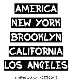 brooklyn - new york - california - los angeles slogan typography, t-shirt graphics, vectors