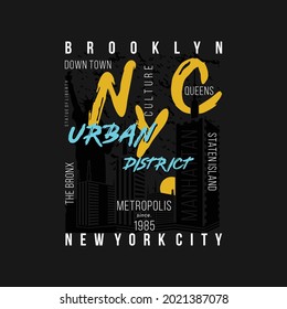 
brooklyn, new york city, abstract graphic, urban district, t shirt design typography vector 
