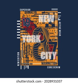 brooklyn, new york city, abstract flat, graphic, typography vector, t shirt design, illustration, good for casual style