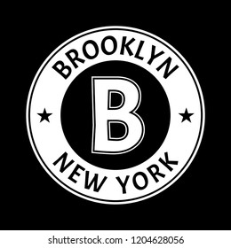 Brooklyn and New York city badge or typography print design. NYC fashion graphic for t-shirt and apparels, banner, poster or placard. Vector illustration.