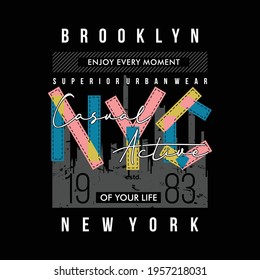 brooklyn new york city casual active graphic t shirt design typography vector 