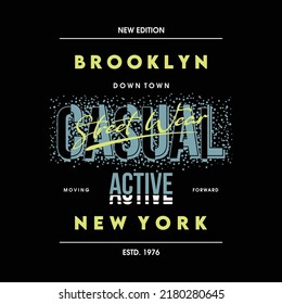 brooklyn new york city casual active graphic t shirt design, abstract print, vector illustration