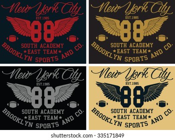 brooklyn - new york city college sport typography, t-shirt graphics, vectors