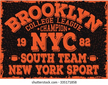 brooklyn - new york city college sport typography, t-shirt graphics, vectors