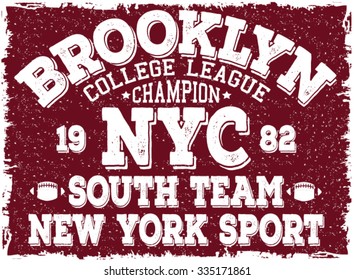 brooklyn - new york city college sport typography, t-shirt graphics, vectors