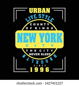Brooklyn City Vintage Typography Tee Design Stock Vector (Royalty Free ...