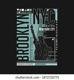 brooklyn new york city graphic t shirt typography vector illustration casual style urban generation for ready print