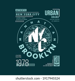brooklyn new york city graphic t shirt design vector typography for ready print