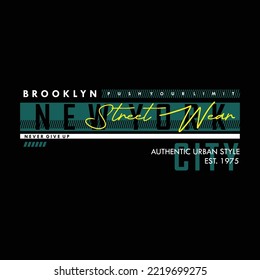 brooklyn, new york city. graphic mens dynamic t-shirt design, poster, typography. vector illustration