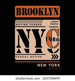 brooklyn new york city, graphic fashion style, t shirt design, typography vector, illustration