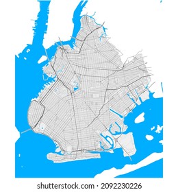 Brooklyn, New York City, High Resolution Vector Map With Editable Paths For Highways, Minor Driving Ways And Smaller Paths. Major Roads Are Underlined With A White Stroke On Grey Background