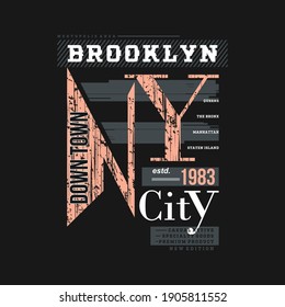 brooklyn new york city lettering on urban style typography vector graphic design t shirt