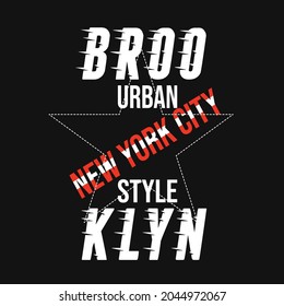 brooklyn new york city lettering typography design for t-shirt print vector illustration