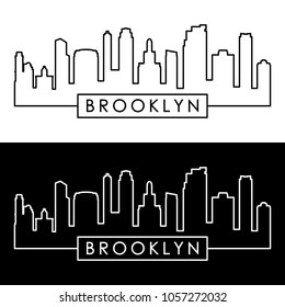 Brooklyn, New York city skyline. Linear style. Editable vector file.