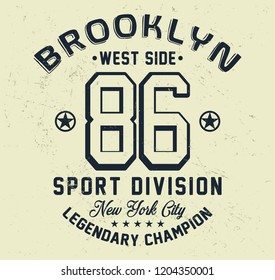 Brooklyn - New york city sport division, legendary champion typography, t-shirt graphics, vectors