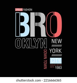 brooklyn new york city sporty t-shirt abstract design. wall murals, vector print, typography, poster.