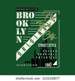 
brooklyn, new york city, striped graphic, typography vector, text frame, t shirt design illustration, good for ready print, and other use
