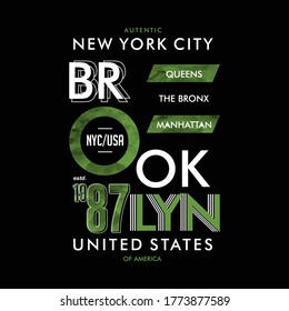 brooklyn new york city stylish text frame, abstract  typography slogan t shirt style, design vector illustration, denim vintage for ready print