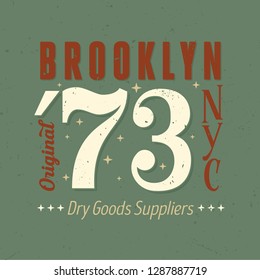 Brooklyn ´73 New York City - Tee Design For Printing 