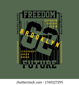 brooklyn new york city text frame graphic typography vector illustration denim vintage for print t shirt