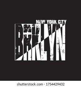 brooklyn new york city typography design for t-shirt print vector illustration