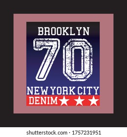 brooklyn new york city typography design for t-shirt print vector illustration