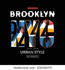 brooklyn new york city, typography abstract background, t-shirt graphics, vectors