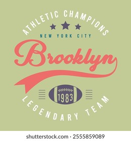 Brooklyn, New York City typography Varsity graphic vector.