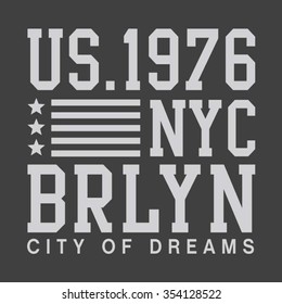 Brooklyn New  York city typography, t-shirt graphics, vectors