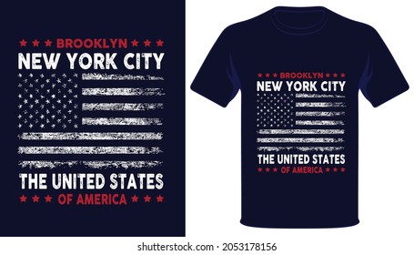 Brooklyn new york city usa grunge flag tshirt design