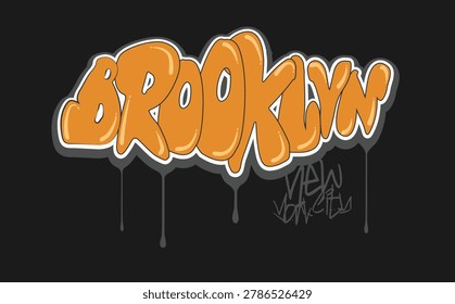 Brooklyn New York City vector text, Brooklyn Graffiti style, Graffiti style hand drawn lettering, t shirt prints, cards, stickers, badges,graffiti tags, tees art.eps