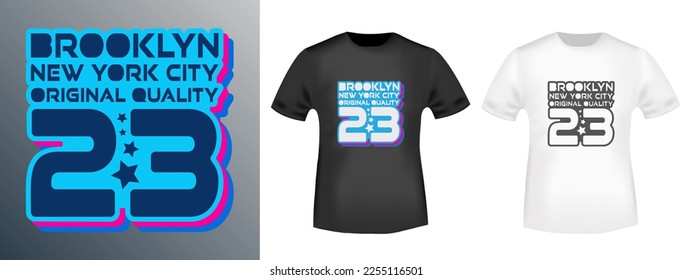 Brooklyn New York design for t-shirt stamps, tee print, applique, badge, label casual clothing, or other printing products. Vector illustration.
