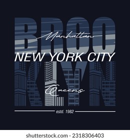 brooklyn new york graphic design, typography vector, illustration, for print t shirt, cool modern style 