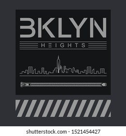 Brooklyn New York illustration, tee shirt graphics, typography , hand drawn artwork 