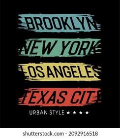 brooklyn new york los angeles texas vector typography graphics print etc