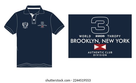 brooklyn new york. polo shirt vector illustration