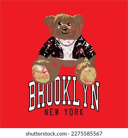 brooklyn new york, red background, and a cool teddy bear.

Fashion Design, Vectors for t-shirts and endless applications.