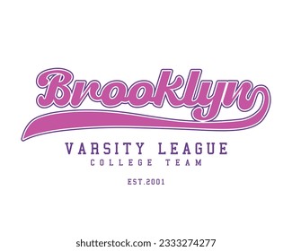 Brooklyn New York retro vintage college typography. Vector illustration design for fashion graphics, t shirt, print, poster, sticker.