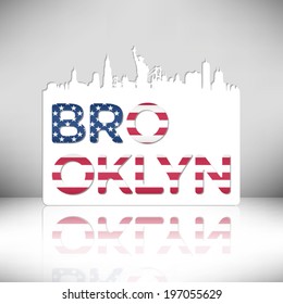 Brooklyn New York skyline silhouette vector design. Greeting card illustration.