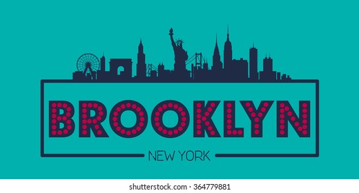 Brooklyn New York Skyline silhouette plate vector design